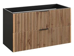 Vente-unique Meuble de salle de bain suspendu avec vasque à encastrer - Naturel clair et noir - 80 cm - MADELA