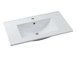 Vente-unique Meuble de salle de bain suspendu avec vasque à encastrer - Naturel clair et noir - 80 cm - MADELA