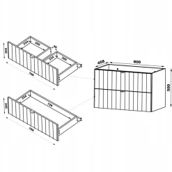 Furnidea Meuble de salle de bain sous vasque suspendu ARCOS blanc 80 cm façades rainurées