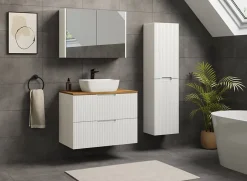 Furnidea Meuble de salle de bain suspendu sous vasque VENA blanc 80 cm* Meuble Sous Lavabo