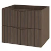 Furnidea Meuble de salle de bain sous vasque suspendu STELLA coloris noyer 60 cm façades rainurées* Meuble Sous Lavabo