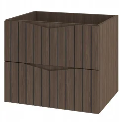 Furnidea Meuble de salle de bain sous vasque suspendu STELLA coloris noyer 60 cm façades rainurées* Meuble Sous Lavabo