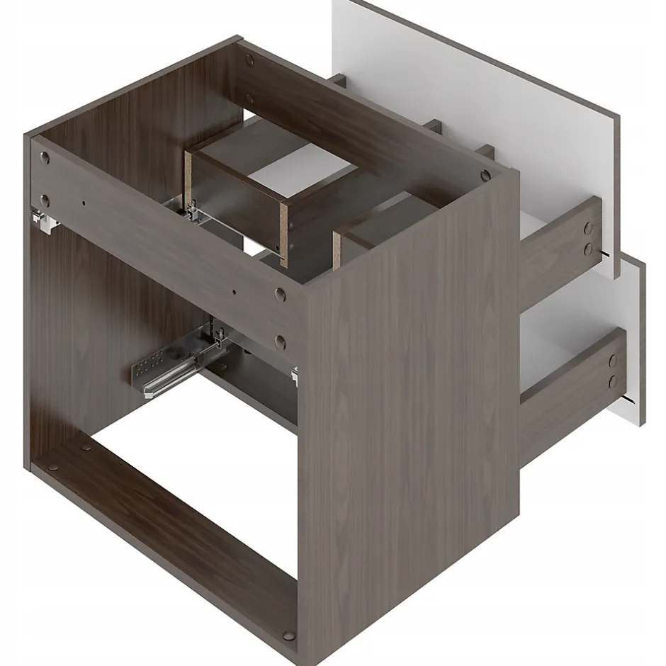 Furnidea Meuble de salle de bain sous vasque suspendu STELLA coloris noyer 60 cm façades rainurées* Meuble Sous Lavabo