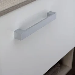 Kiamami Valentina Meuble De Salle De Bain Suspendu Lotto 80Cm Chêne Gris Avec Façade Blanche Et Lavabo Au-Dessus