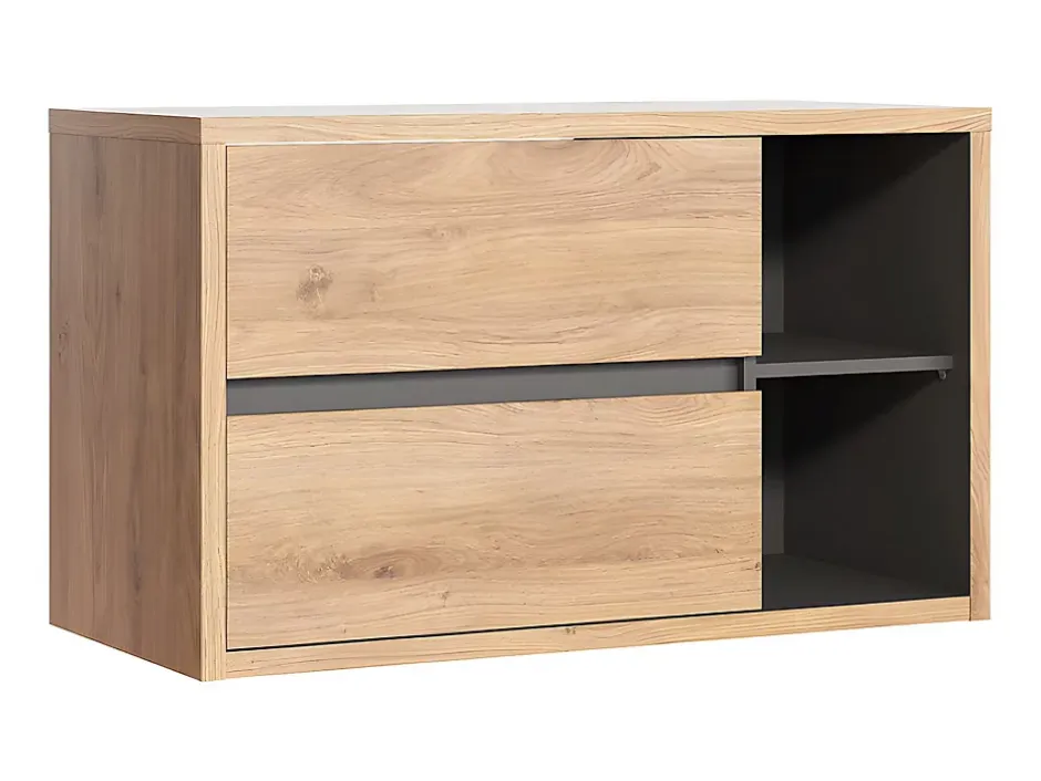 Vente-unique Meuble de salle de bain suspendu avec vasque ronde - Coloris naturel - 100 cm - PURNAL* Meuble Vasque