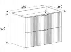 Furnidea Meuble de salle de bain suspendu sous lavabo ADEL NOIR 60 cm