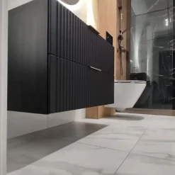 Furnidea Meuble de salle de bain suspendu sous lavabo ADEL NOIR 60 cm