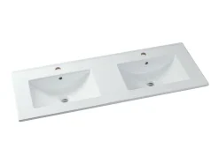 Vente-unique Meuble de salle de bain suspendu strié avec vasque à encastrer - Noir - 120 cm - ZEVARA* Meuble Vasque