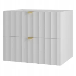 Furnidea Meuble de salle de bain sous vasque suspendu ARCOS blanc 60 cm façades rainurées