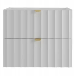 Furnidea Meuble de salle de bain sous vasque suspendu ARCOS blanc 60 cm façades rainurées