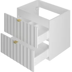 Furnidea Meuble de salle de bain sous vasque suspendu ARCOS blanc 60 cm façades rainurées