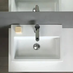 Kiamami Valentina Meuble De Salle De Bain Suspendu 4 Portes Chêne Naturel, Plateau Blanc, 2 Lavabos Décoratifs Et Miroir Avec Lampe - Valentina