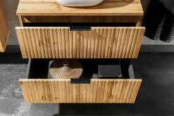 Furnidea Meuble de salle de bain suspendu sous double vasque ADEL CHÊNE 120 cm