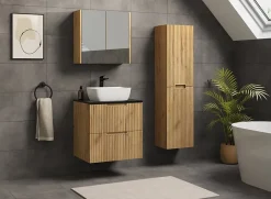 Furnidea Meuble de salle de bain suspendu sous vasque VENA chêne 60 cm
