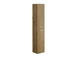 Vente-unique Meuble de salle de bain suspendu simple vasque avec colonne de rangement - Coloris naturel clair - 60 cm - KAYLA