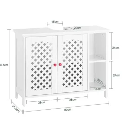 Sobuy Meuble de Salle de Bain sous Lavabo 2 Portes avec Niche et Étagère Réglable en MDF Blanc* Meuble Sous Lavabo
