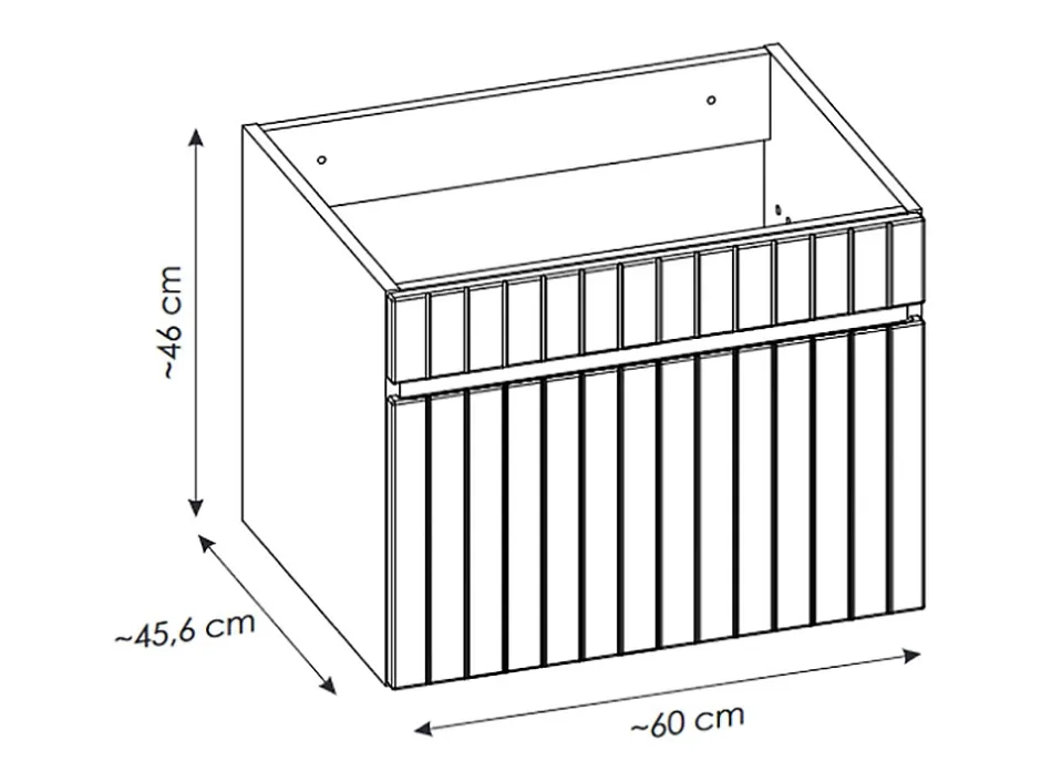 Vente-unique Meuble de salle de bain suspendu strié blanc avec vasque ronde à poser - 60 cm - SATARA