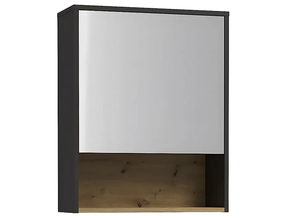 Vente-unique Meuble de salle de bain suspendu anthracite avec vasque à encastrer et armoire de toilette - 60 cm - YANGRA
