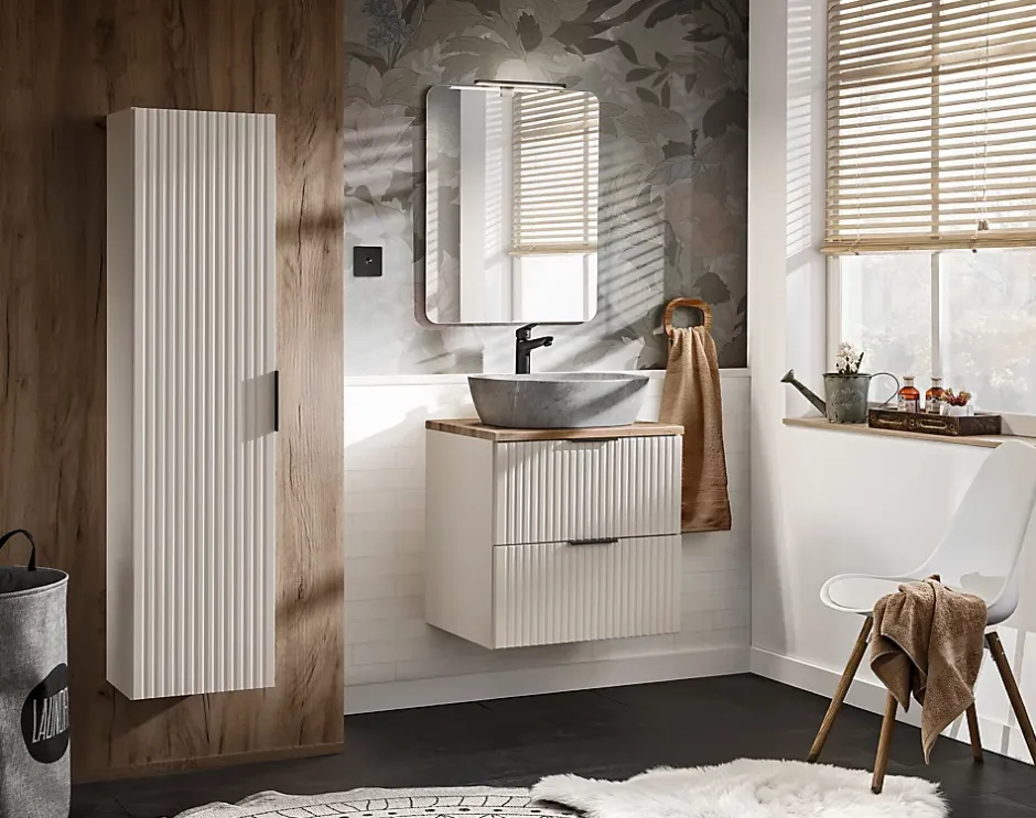 Furnidea Meuble de salle de bain suspendu sous lavabo ADEL CACHEMIRE 60 cm