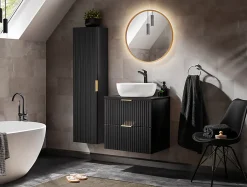 Furnidea Meuble de salle de bain suspendu sous lavabo ADEL NOIR 80 cm* Meuble Sous Lavabo
