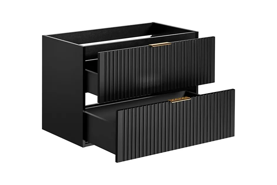 Furnidea Meuble de salle de bain suspendu sous lavabo ADEL NOIR 80 cm* Meuble Sous Lavabo