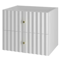 Furnidea Meuble de salle de bain sous vasque suspendu AQUA blanc 60 cm façades rainurées