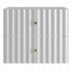 Furnidea Meuble de salle de bain sous vasque suspendu AQUA blanc 60 cm façades rainurées