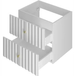 Furnidea Meuble de salle de bain sous vasque suspendu AQUA blanc 60 cm façades rainurées