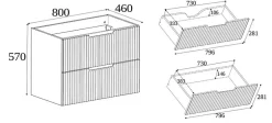 Furnidea Meuble de salle de bain suspendu sous vasque VENA noir 80 cm