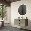 Luxury Bain Meuble de salle de bain simple vasque 100cm bois et vert avec miroir LED LuxuryBain-