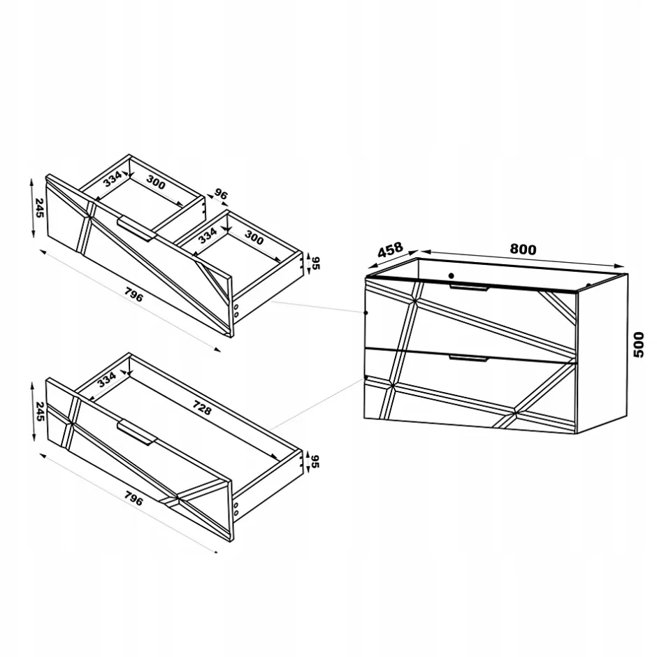 Furnidea Meuble de salle de bain sous vasque suspendu RADOM 80 cm blanc mat