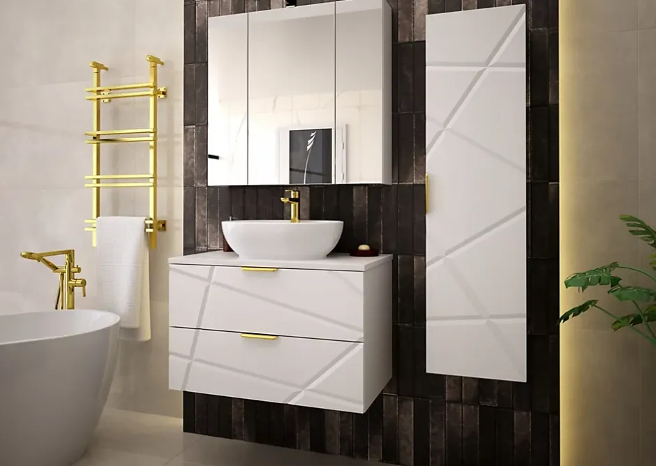 Furnidea Meuble de salle de bain sous vasque suspendu RADOM 80 cm blanc mat