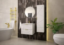 Furnidea Meuble de salle de bain sous vasque suspendu RADOM 60 cm blanc mat* Meuble Sous Lavabo