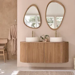 Bois Dessus Bois Dessous Meuble de salle de bain suspendu en teck massif 140 cm