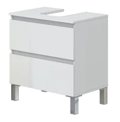 Pegane Meuble de salle de bain sous évier 60 cm avec 2 tiroirs coloris blanc - Longueur 60 x Profondeur 40 x Hauteur 63 cm* Armoire De Salle De Bains