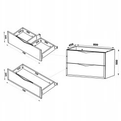 Furnidea Meuble de salle de bain sous vasque suspendu DELCA cachemire 80 cm