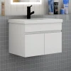 AICA Sanitaire Meuble de salle de bain suspendu avec vasque à poser, meuble blanc 60 cm 2 portes* Meuble Vasque