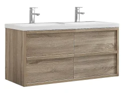Vente-unique Meuble de salle de bain suspendu avec vasque à encastrer - Coloris naturel clair - 120 cm - QUADRA* Meuble Vasque