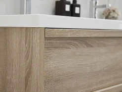 Vente-unique Meuble de salle de bain suspendu avec vasque à encastrer - Coloris naturel clair - 120 cm - QUADRA* Meuble Vasque