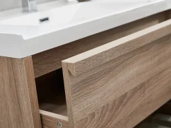 Vente-unique Meuble de salle de bain suspendu avec vasque à encastrer - Coloris naturel clair - 120 cm - QUADRA* Meuble Vasque