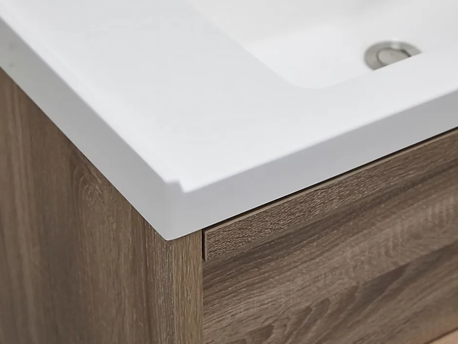 Vente-unique Meuble de salle de bain suspendu avec vasque à encastrer - Coloris naturel clair - 120 cm - QUADRA* Meuble Vasque