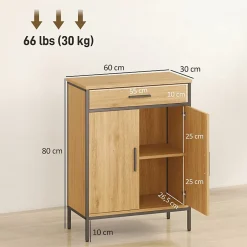ProximaX Meuble de salle de bain, étagères à deux niveaux, grand tiroir, style industriel, aspect chêne* Meuble Wc