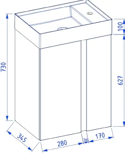 Autres Meuble de salle de bain UNIQ 49 x 34,5 x 63 cm en plusieurs couleurs - Vert* Meuble De Salle De Bains Faible Profondeur