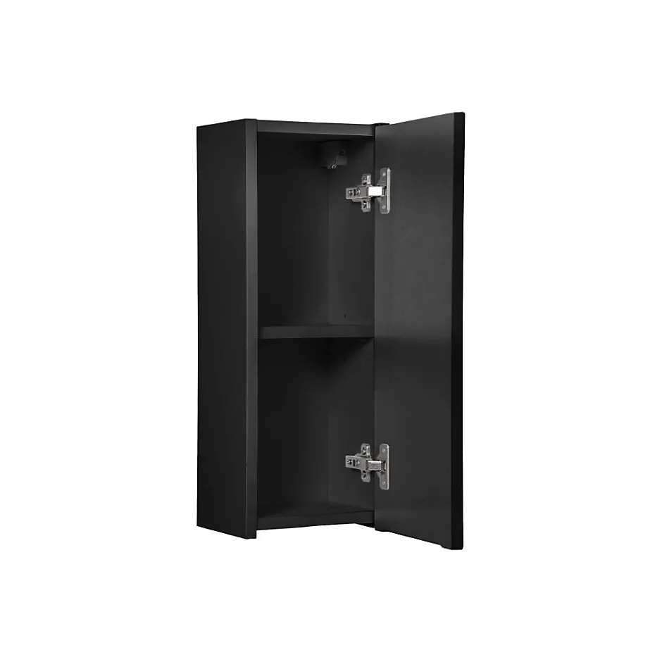 Meublorama Meuble de salle de bain VANO 1 porte Noir mat L20 x P18 x H57 cm Meuble suspendu