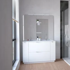 Ondee Meuble de salle de bains à poser H.185 x l.120 cm, blanc, Palermo