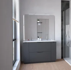 Ondee Meuble de salle de bains à poser H.185 x l.120 cm, anthracite, Palermo* Ensemble Meuble De Salle De Bains|Meuble Vasque
