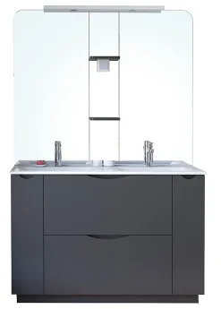 Ondee Meuble de salle de bains à poser H.185 x l.120 cm, anthracite, Palermo* Ensemble Meuble De Salle De Bains|Meuble Vasque