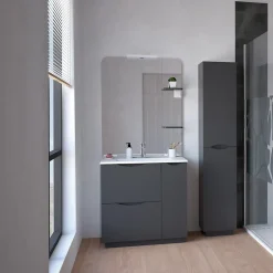 Ondee Meuble de salle de bains à poser H.185 x l.80 cm, anthracite, Palermo* Ensemble Meuble De Salle De Bains|Meuble Vasque