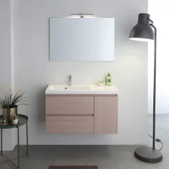 Kiamami Valentina Meuble De Salle De Bains 90 Cm Avec Lavabo En Résine De Marbre, Profondeur 39 Cm Malaga* Ensemble Meuble De Salle De Bains