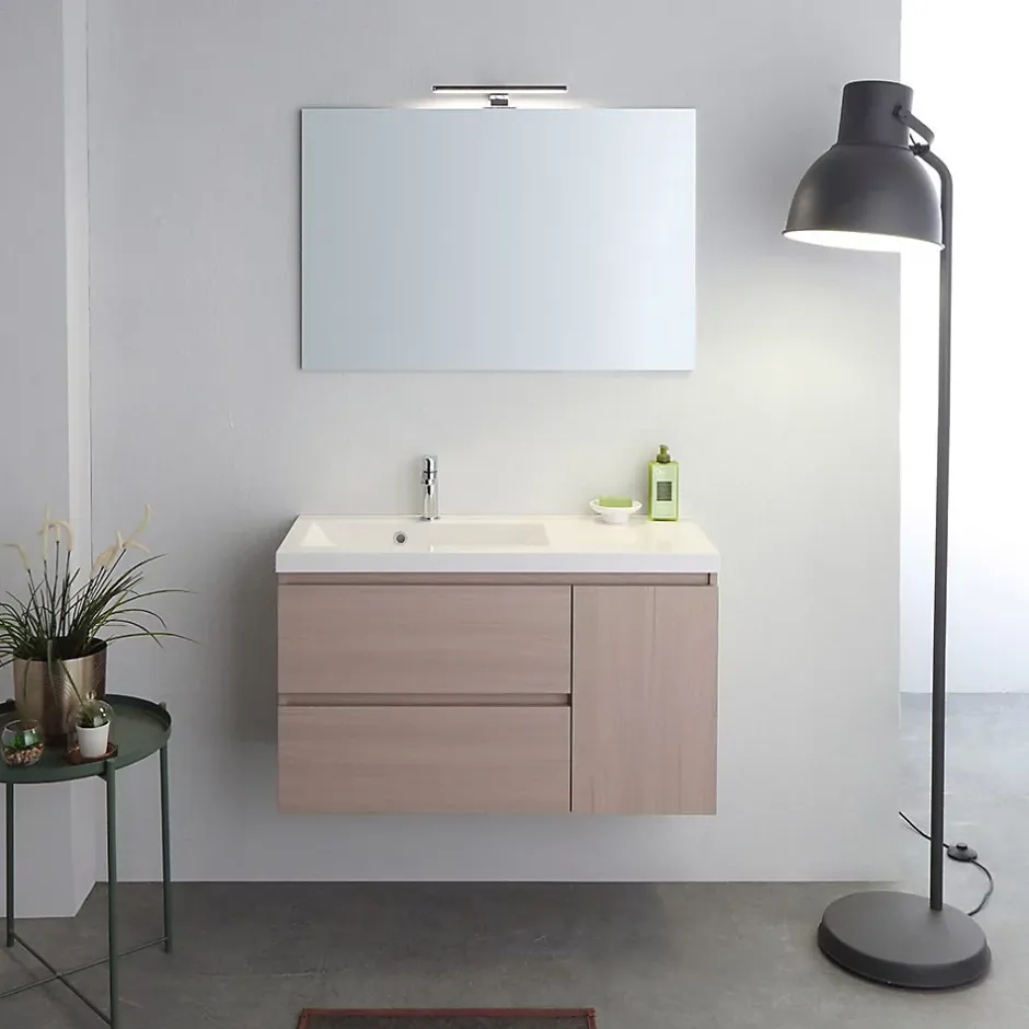 Kiamami Valentina Meuble De Salle De Bains 90 Cm Avec Lavabo En Résine De Marbre, Profondeur 39 Cm Malaga* Ensemble Meuble De Salle De Bains